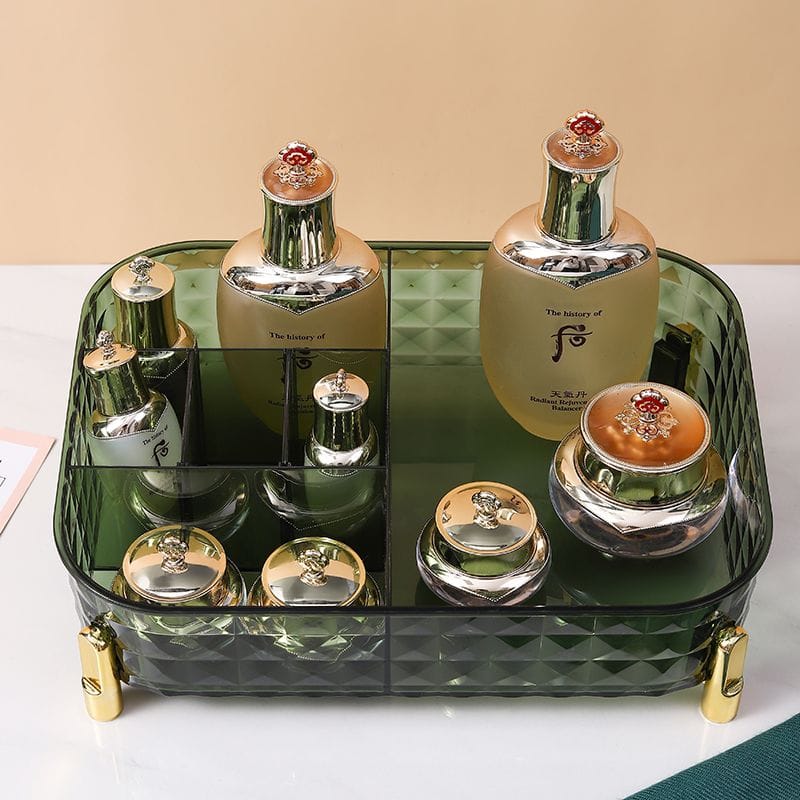Large Capacity MultiGrids Transparent Makeup Organizer Space Saving Cosmetic and Skincare Storage Solution
