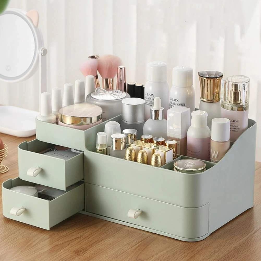 Large Capacity Plastic Makeup Organizer | Expandable Drawers for Increased Storage Storage and organization Household Storage Caddies