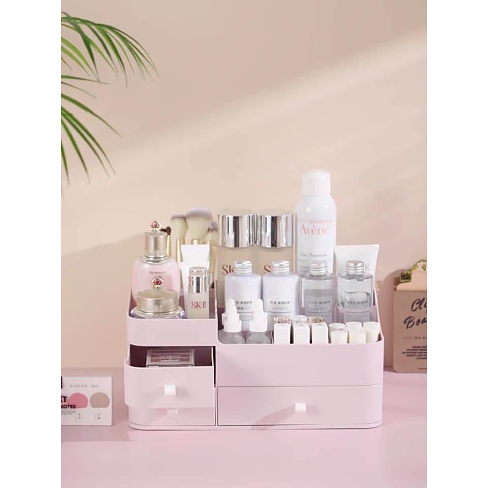 Large Capacity Plastic Makeup Organizer with Expandable Drawers