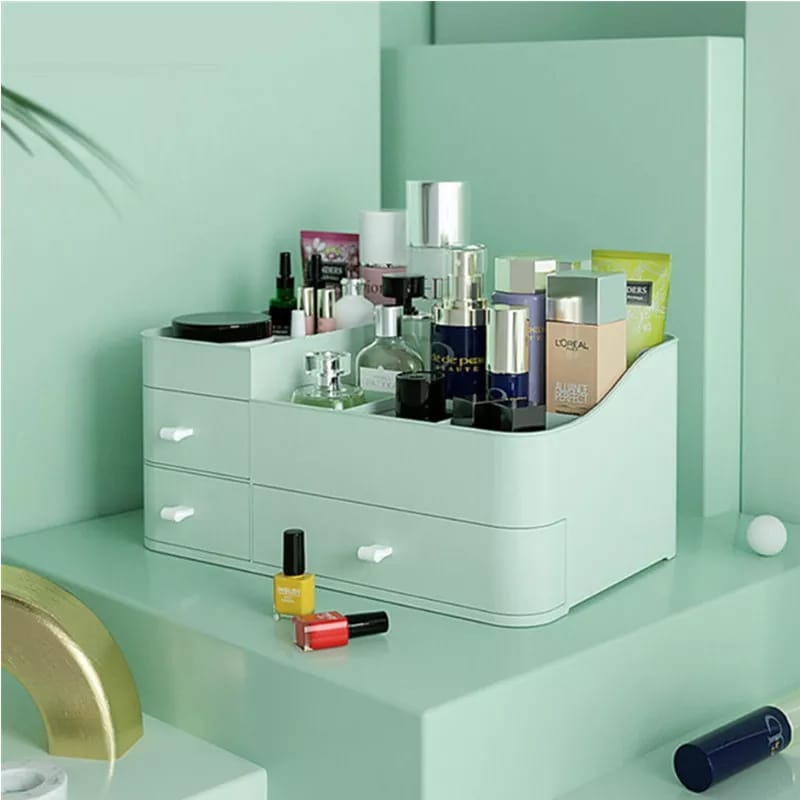 Large Capacity Plastic Makeup Organizer with Expandable Drawers
