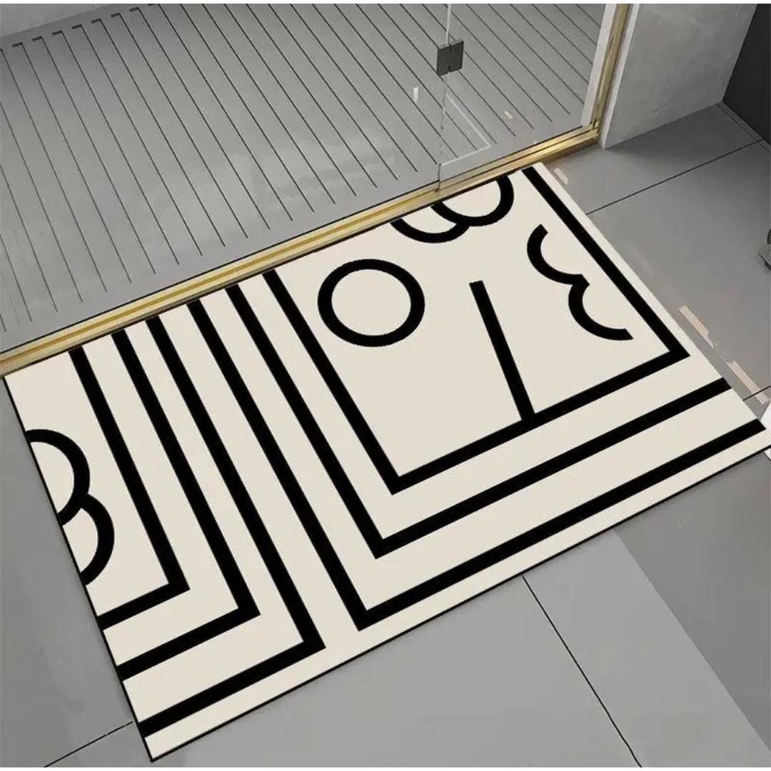 Large Geometric Pattern Door/Bath Mat – 50x80cm Anti-Slip with Rubber Bottom