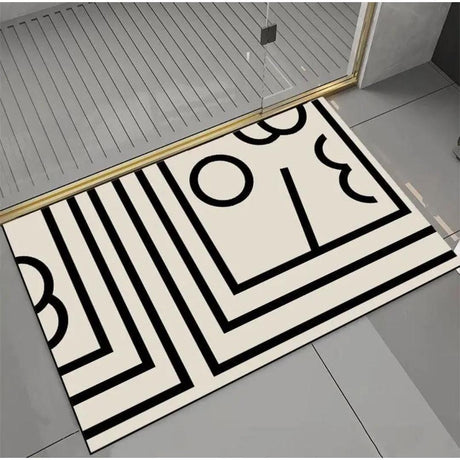 Large Geometric Pattern Door/Bath Mat – 50x80cm Anti-Slip with Rubber Bottom