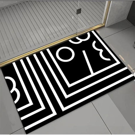 Large Geometric Pattern Door/Bath Mat – 50x80cm Anti-Slip with Rubber Bottom