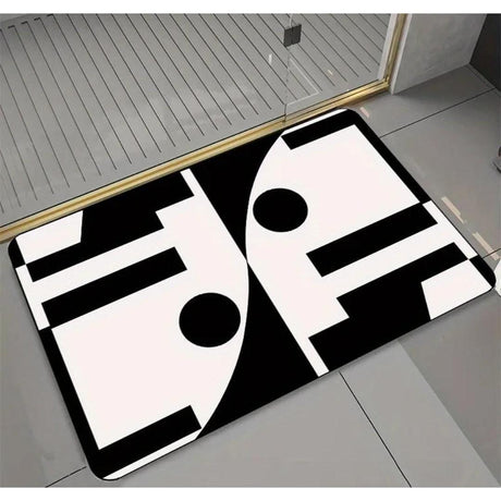 Large Geometric Pattern Door/Bath Mat – 50x80cm Anti-Slip with Rubber Bottom