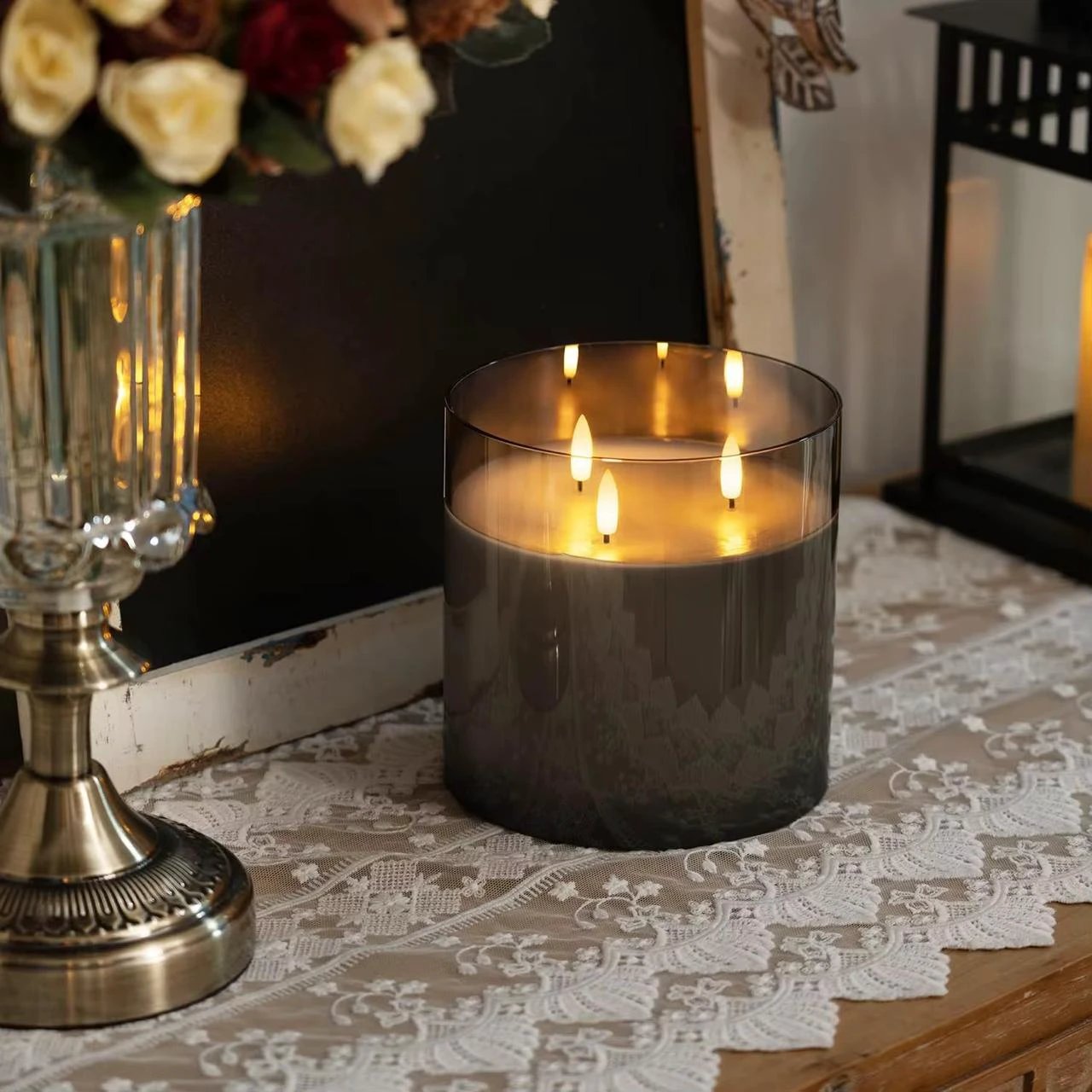 Large Luxury LED Candle 15cm x 15cm for Home Decor and Mood Lighting Decor Flameless Candles