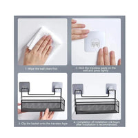 Large Mesh Bathroom Rack | Self-Adhesive Organizer with No Drilling Required Bathroom Storage Bath Caddies