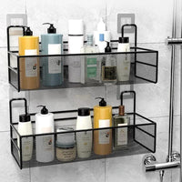 Large Mesh Bathroom Rack | Self-Adhesive Organizer with No Drilling Required Bathroom Storage Bath Caddies