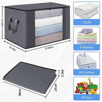 Large Non Woven Storage Organizer Box | 60 x 40 x 35 cm Grey Storage Solution with Transparent Front Window Closet Systems Household Storage Bags
