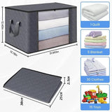 Large Non Woven Storage Organizer Box | 60 x 40 x 35 cm Grey Storage Solution with Transparent Front Window Closet Systems Household Storage Bags