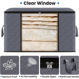 Large Non Woven Storage Organizer Box | 60 x 40 x 35 cm Grey Storage Solution with Transparent Front Window Closet Systems Household Storage Bags