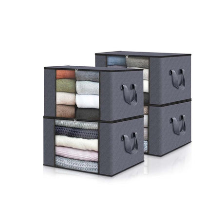 Large Non Woven Storage Organizer Box | 60 x 40 x 35 cm Grey Storage Solution with Transparent Front Window