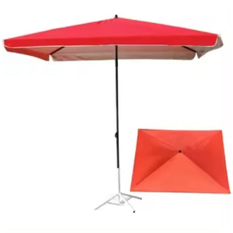 Large Rectangular Outdoor Umbrellas 2.5m x 1.9m, Red & Blue