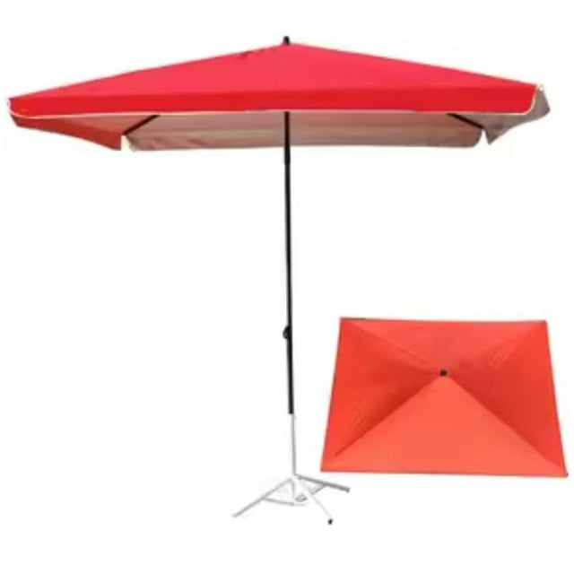 Large Rectangular Outdoor Umbrellas 2.5m x 1.9m, Red & Blue