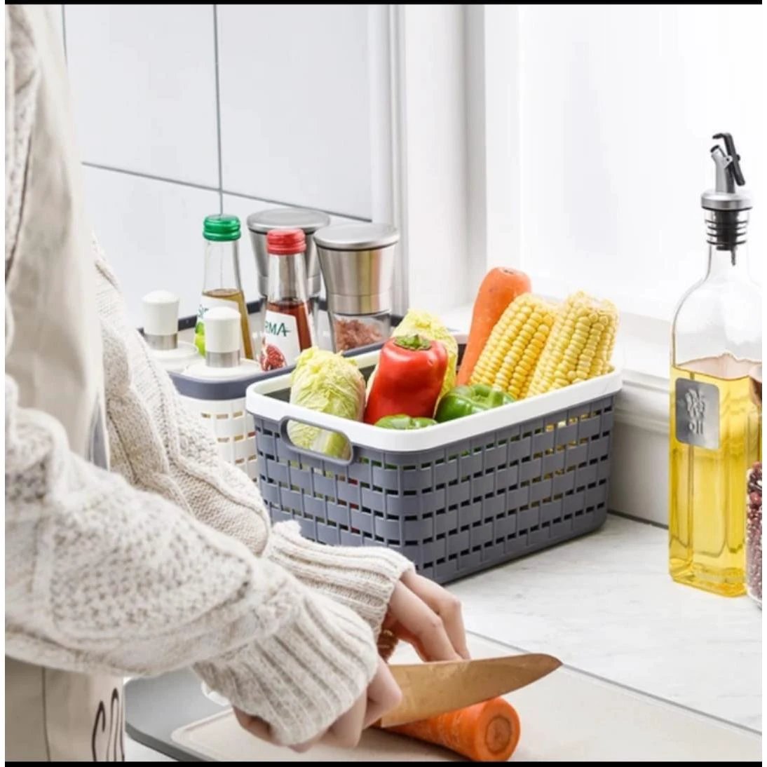 Large Size Storage Baskets, Woven Plastic Storage Baskets, Large Knit Organizer Bins, Breathable Storage Baskets Storage Containers Organizers