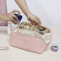 Large Women’s PU Leather Cosmetic Bag | Portable Makeup & Toiletries Organizer Makeup Organizers Makeup Bags