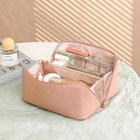 Large Women’s PU Leather Cosmetic Bag | Portable Makeup & Toiletries Organizer Makeup Organizers Makeup Bags
