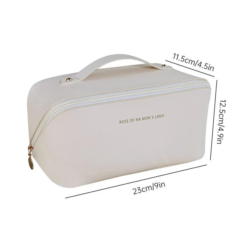 Large Women’s PU Leather Cosmetic Bag | Portable Makeup & Toiletries Organizer Makeup Organizers Makeup Bags