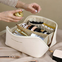 Large Women’s PU Leather Cosmetic Bag | Portable Makeup & Toiletries Organizer Makeup Organizers Makeup Bags