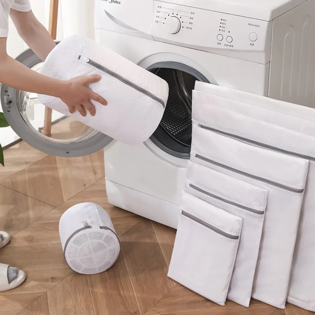 Laundry Mesh Bags – 5pc Set with Grey Zippers for Delicates, Jackets & Bras