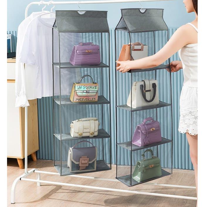 Layered Bag Organizer for Wardrobe Dust Proof Storage for Handbag & Tote Bags
