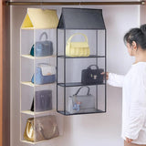 Layered Bag Organizer for Wardrobe Dust Proof Storage for Handbag & Tote Bags