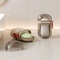 Clear Travel Soap Dish Case – Portable Leak-Proof Sealed Soap Holder with Drain Lid Bathroom Storage Soap Dishes & Holders