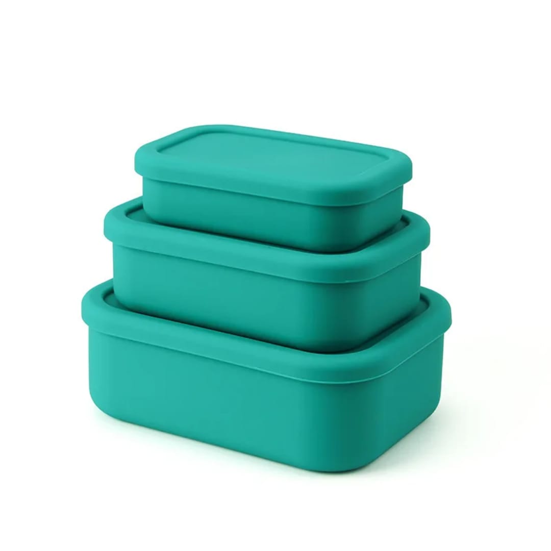 Leak Proof Silicone Lunch Box Set Food Grade Microwave and Dishwasher Safe