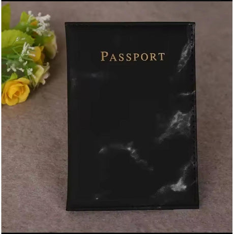 Leather Passport Cover with Marble Effect Stylish and Durable Travel Accessory 20x14cm