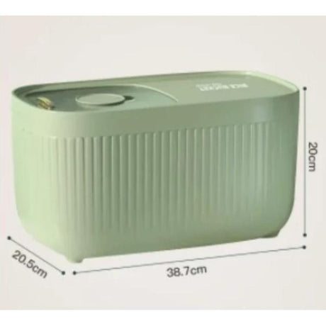 Light Luxury Rice, Flour, Grains Storage Box 10kg Capacity with Sliding Cover & Measuring Cup (White & Lime Green)