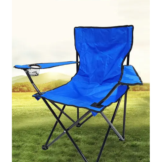 Lightweight Foldable Camping Arm Chair | Waterproof Canvas with Metallic Frame | Available in Blue, Red, Green, Black
