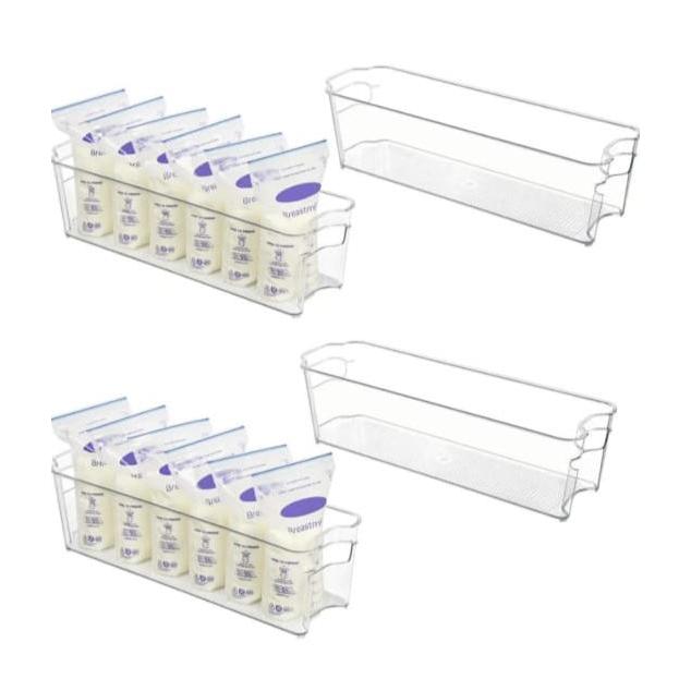 Long Acrylic Fridge and Shelves Open Storage Containers Transparent Organizers for Kitchen, Pantry, and Shelving