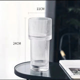 Long Designed Ribbed Glass Flower Vase | Elegant Decorative Vase | Living Room Decor Living Room Decor Vases