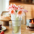 Long Designed Ribbed Glass Flower Vase | Elegant Decorative Vase | Living Room Decor Living Room Decor Vases
