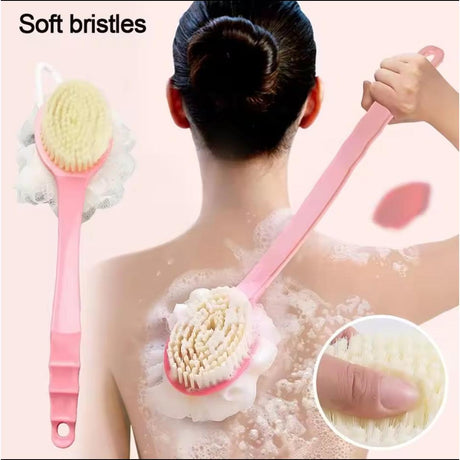 Long Double Sided Bathing Brush for Exfoliating & Back Scrubbing