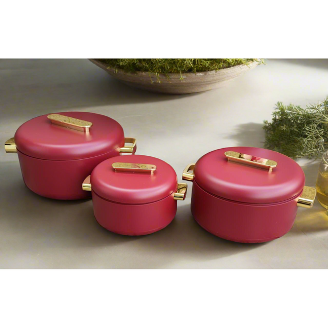 Luxurious Insulated Hotpots 3-Piece Set with Magnetic Lids