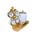 Luxurious Tea Set with Bamboo Holder, Bamboo Tray, 6 Cups and Kettle with Tap Drinkware Tea Sets