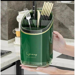 Luxury Acrylic Cutlery Organizer/Holder | 11.5x20cm - Green & White Kitchen Storage Kitchen Utensil Holders