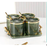 Luxury Acrylic Seasoning Set | Includes 4 Jars, Tray, and Spoons | Gold, Clear, Black