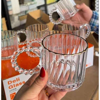 Luxury Borosilicate Glass Cup with Pearl Like Handle 300ml, Elegant and Heat Resistant|Tea Cup tableware Coffee & Tea Cups