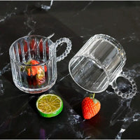 Luxury Borosilicate Glass Cup with Pearl Like Handle 300ml, Elegant and Heat Resistant|Tea Cup tableware Coffee & Tea Cups