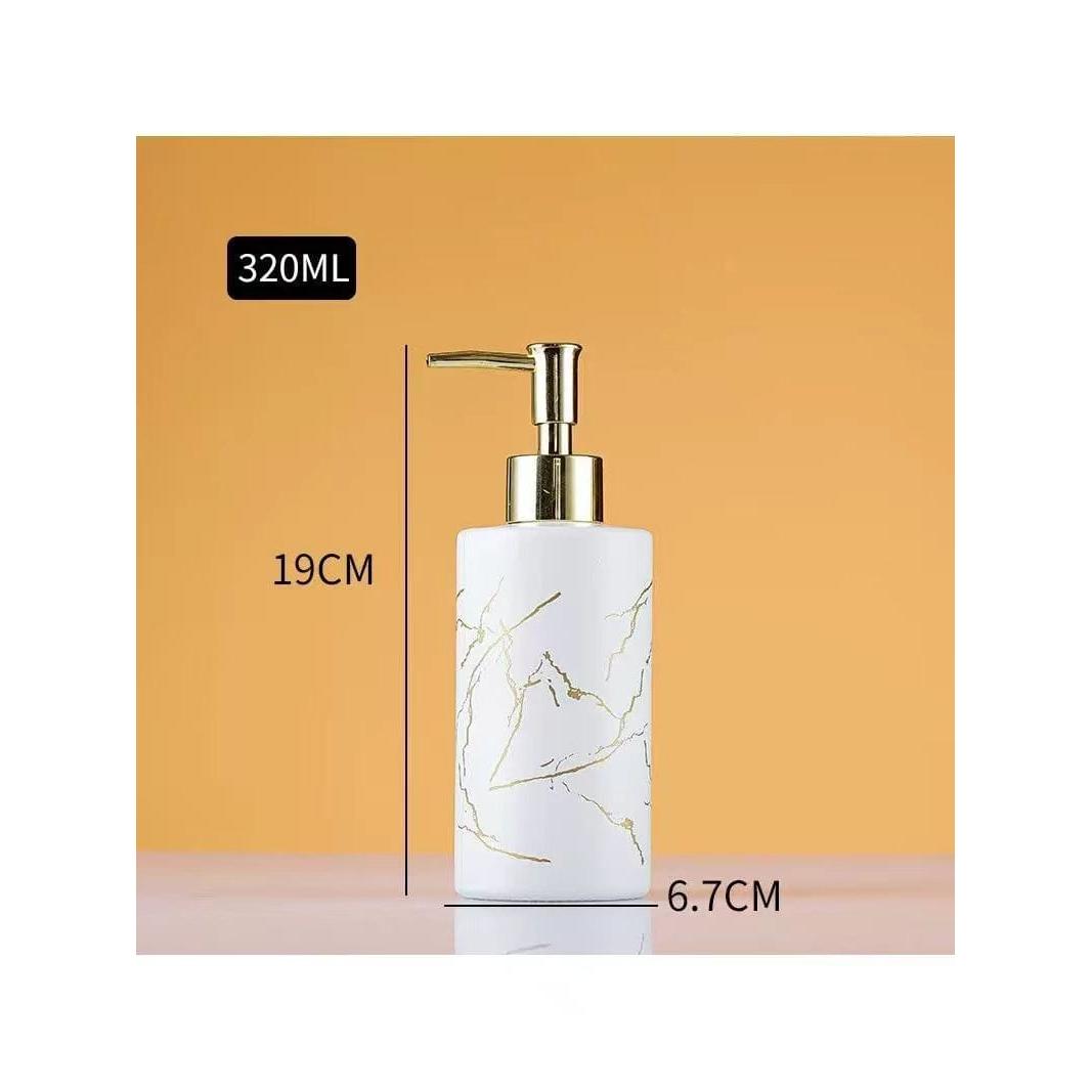 Luxury Ceramic Lotion, Soap & Gel Dispenser – 300ml Multifunctional Shower Gel and Shampoo Container (Available in White, Blue, Black & Navy Blue)