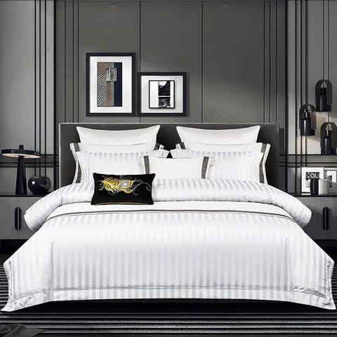 Luxury Cotton Satin Striped Duvet Cover Set Soft, Elegant & Breathable