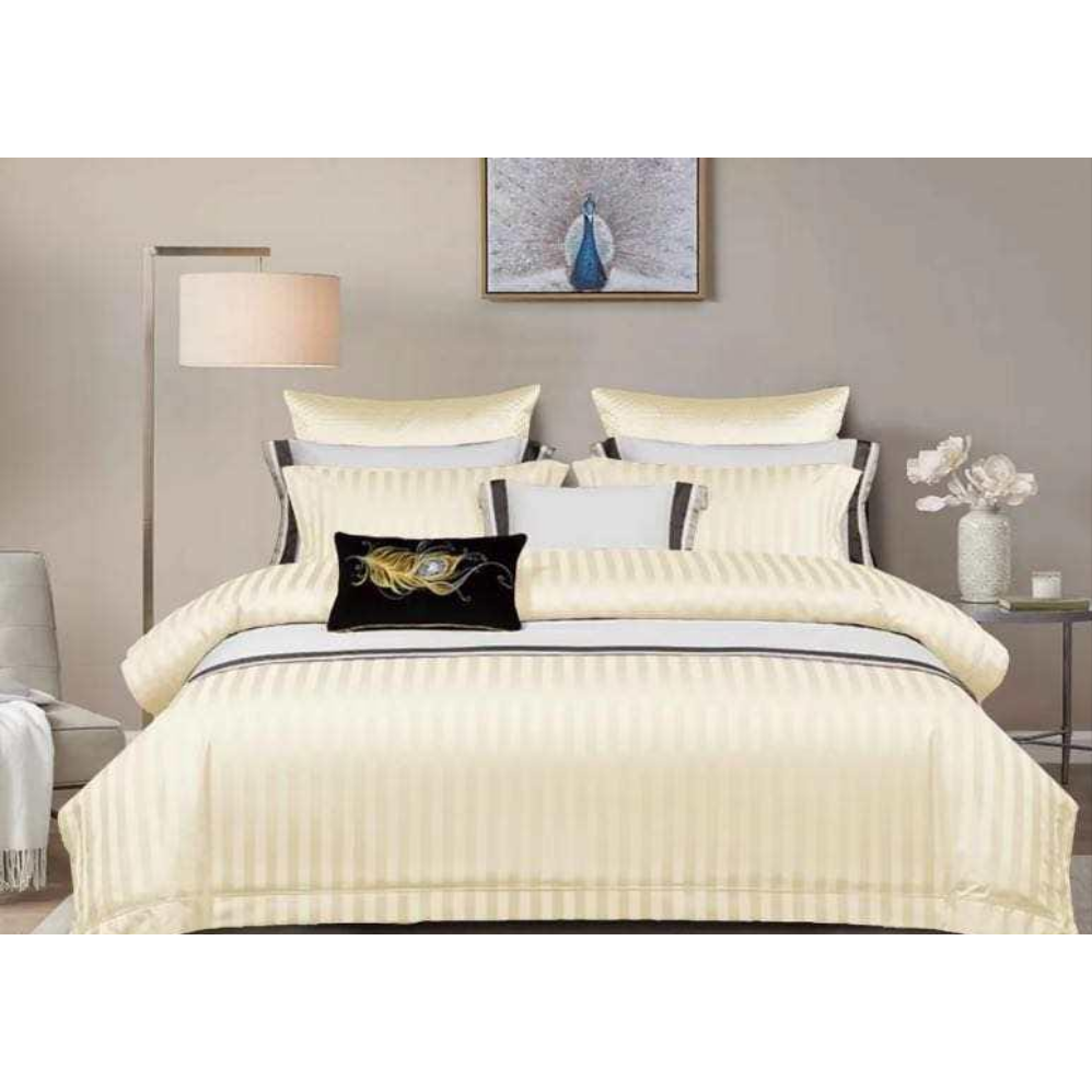 Luxury Cotton Satin Striped Duvet Cover Set Soft, Elegant & Breathable