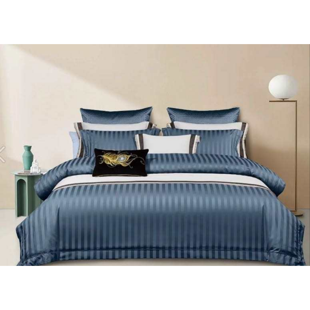 Luxury Cotton Satin Striped Duvet Cover Set Soft, Elegant & Breathable