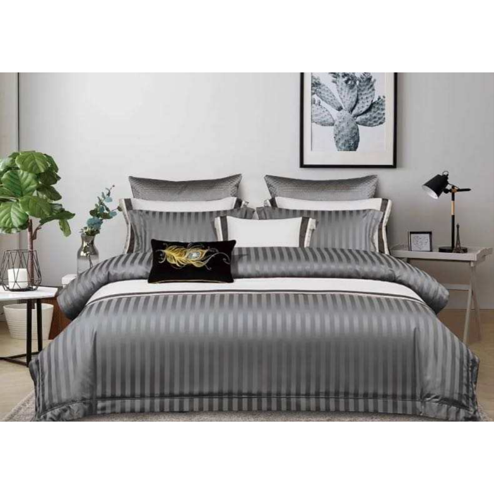 Luxury Cotton Satin Striped Duvet Cover Set Soft, Elegant & Breathable