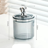 Luxury Cute Bear Cotton Swab Storage Box Acrylic Organizer 9cm x 13.5cm Storage Containers Household Storage Containers