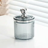 Luxury Cute Bear Cotton Swab Storage Box Acrylic Organizer 9cm x 13.5cm Storage Containers Household Storage Containers
