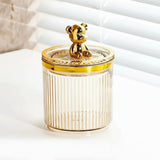 Luxury Cute Bear Cotton Swab Storage Box Acrylic Organizer 9cm x 13.5cm Storage Containers Household Storage Containers