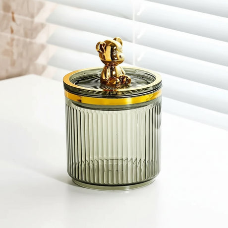 Luxury Cute Bear Cotton Swab Storage Box Acrylic Organizer 9cm x 13.5cm Storage Containers Household Storage Containers