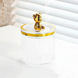 Luxury Cute Bear Cotton Swab Storage Box Acrylic Organizer 9cm x 13.5cm Storage Containers Household Storage Containers